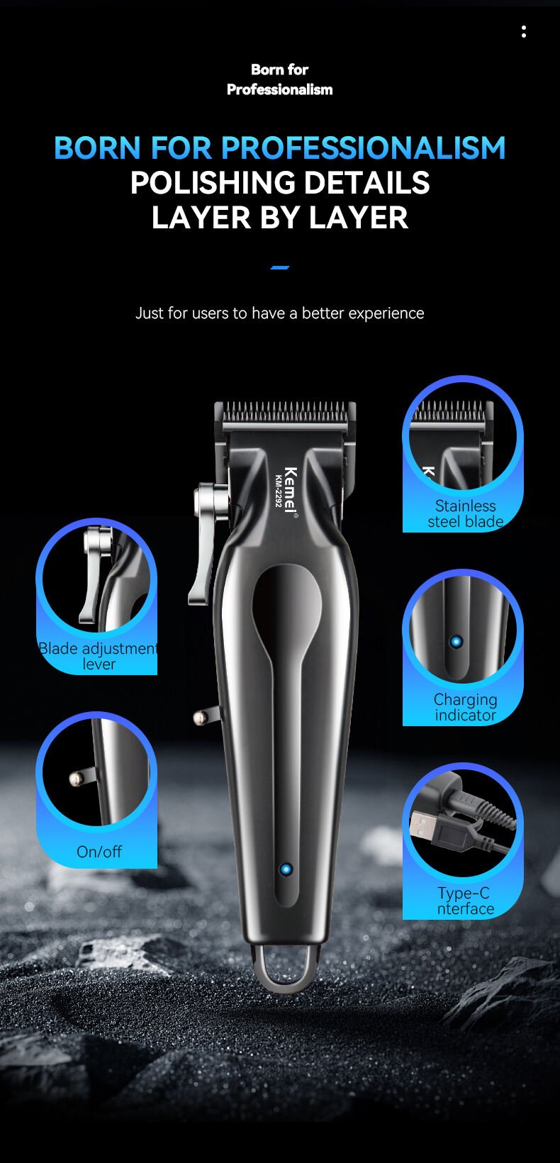 ماكينه حلاقه كيمي KM - 2292 - Kemi Home Gold kemi home_gold استشار مكوى ماكينة_حلاقة